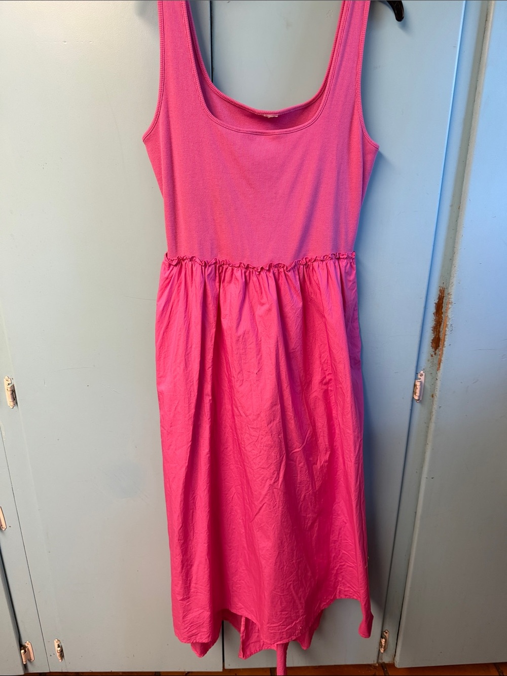 Women's Pink Cotton Tank Maxi Dress M New